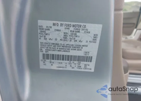 2008 Mercury Mariner Premier из США, поврежденный, VIN 4M2CU87148KJ46622